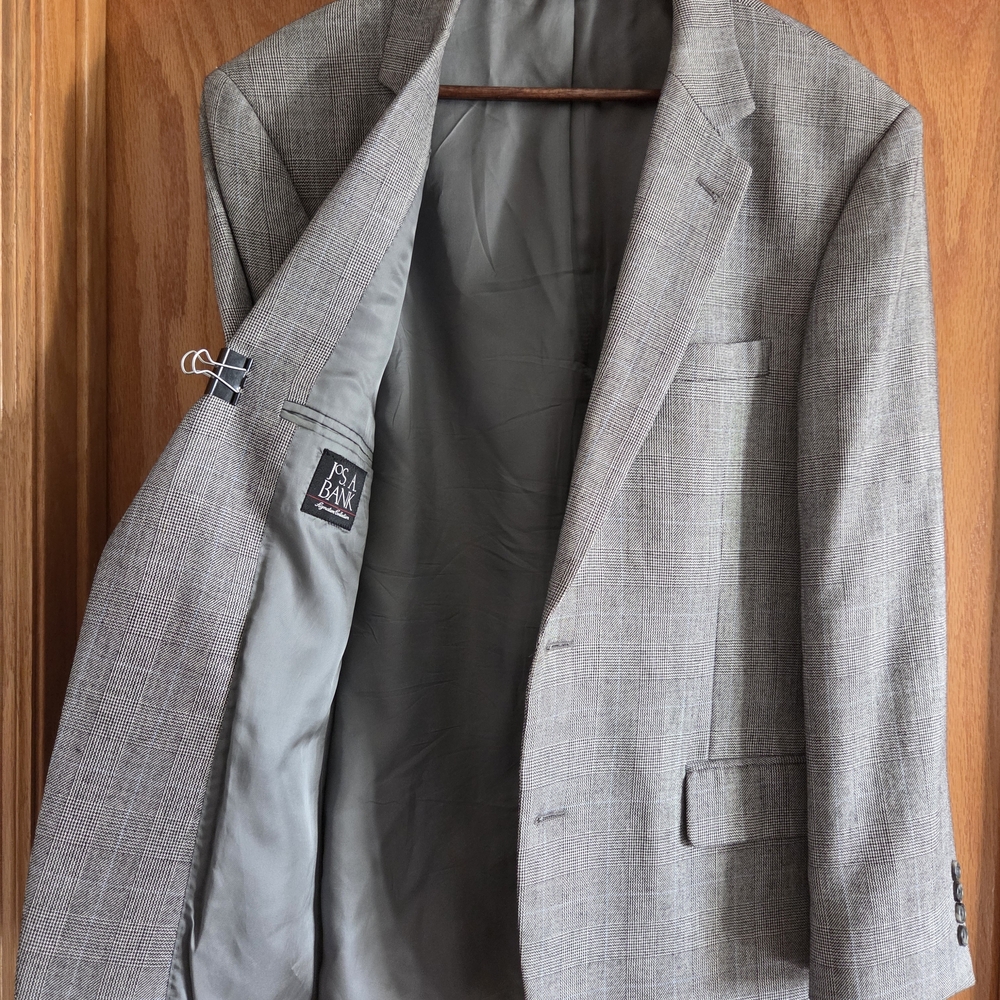 Jos. A. Bank‎ Sig. Collection 42R Plaid Gray Silk/Cashmere Blend Jacket Blazer